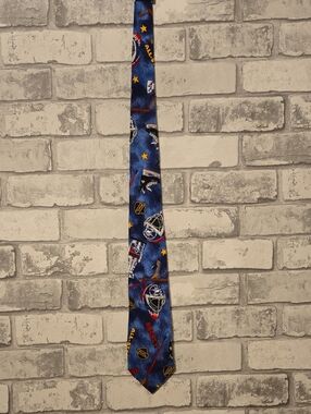 Men's Blue Hockey Patterned Necktie